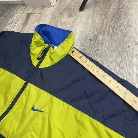 VINTAGE Nike Windbreaker Jacket Youth L 14-16 Blue Green Full Zip Red Swoosh - Picture 8 of 12